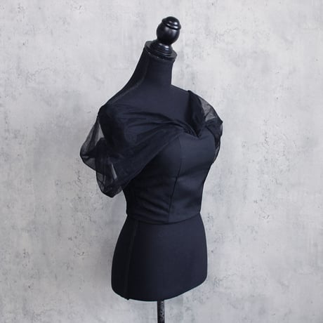 SHEER OFF SHOULDER BUSTIE(BLACK)