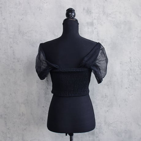 SHEER OFF SHOULDER BUSTIE(BLACK)