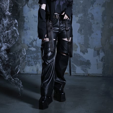 GARTER LEATHER  PANTS