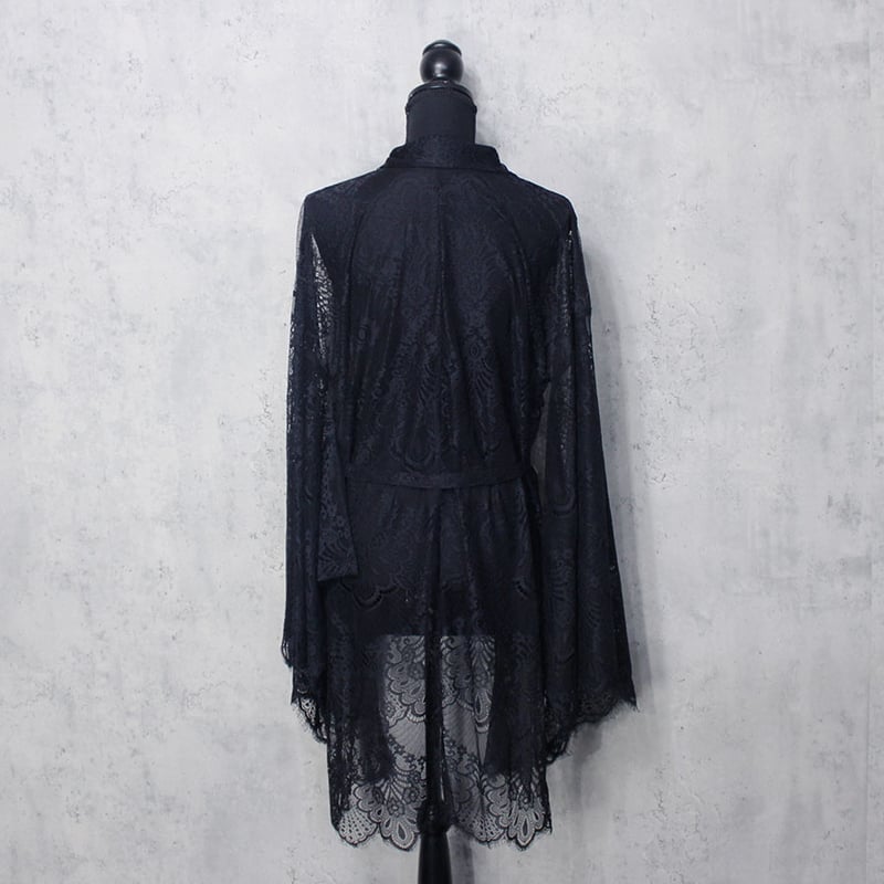 黒レース装飾 ジャケット Camellia LACE KIMONO JACKET(BLACK) | CuLLt