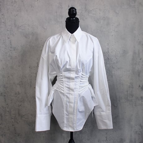 BONE LACE UP SHIRT(WHITE)