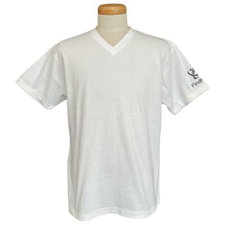 メインロゴがショルダーにプリント!!FindHope(ファインドホープ)_男女兼用_ショルダーロゴ_Ｖネック半袖Ｔシャツ【ホワイト】_FH017