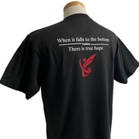 背中にメッセージがプリントされた一枚!!FindHope(ファインドホープ)_男女兼用_Ｖネック半袖Ｔシャツ【ブラック】_FH018