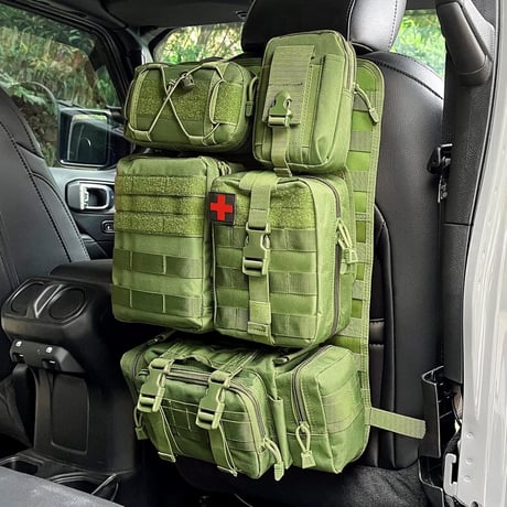 シートバックポケット 【シートに簡単取付】【 車内の小物を整理して収納】【 それぞれのバッグは取り外して持ち出し可能】