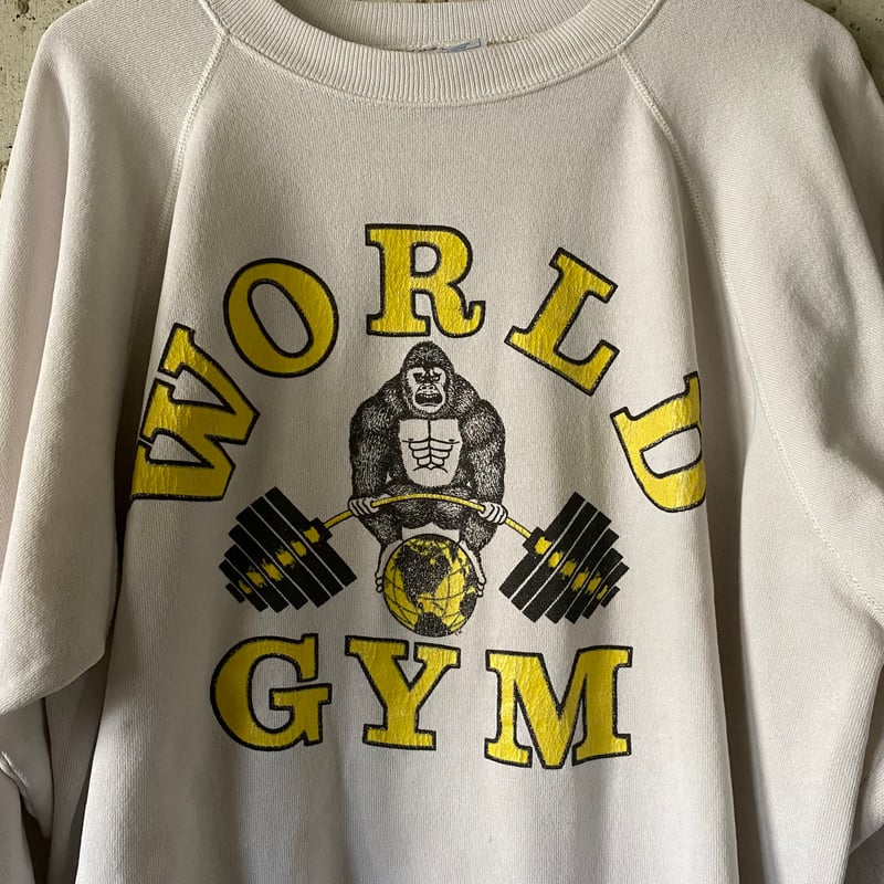 貴重 WORLD GYM 変形 立体プリント反転デザイン ヴィンテージスウェット 貴重 WORLD GYM 変形 立体プリント反転デザイン ヴィンテージ