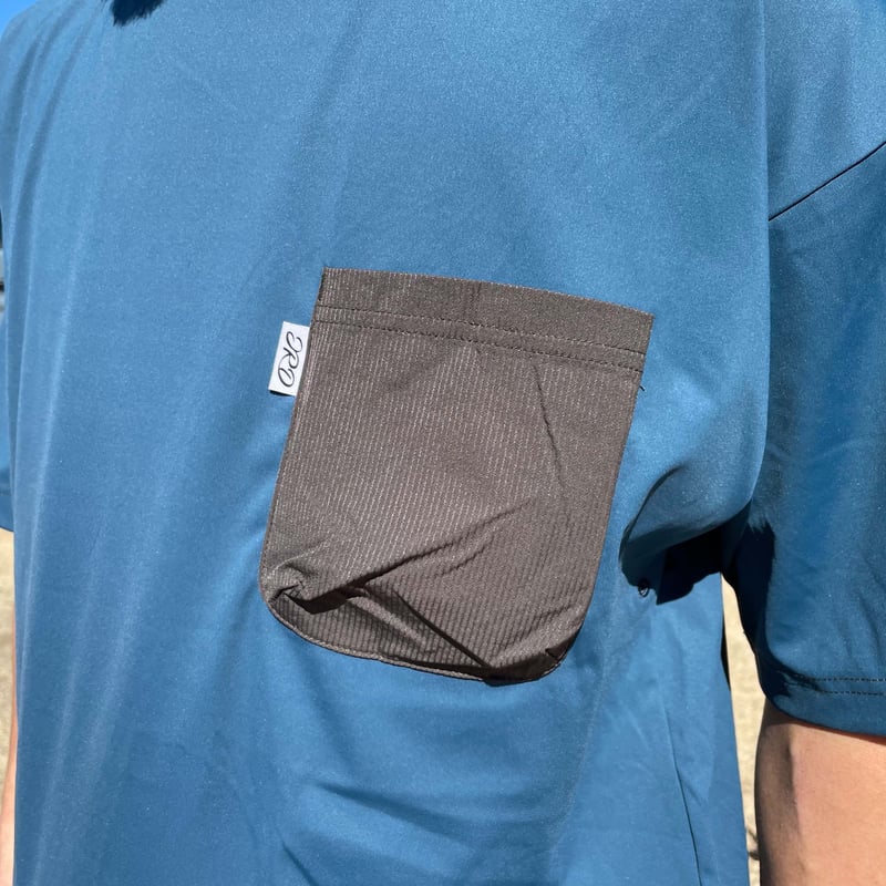 接触冷感 異素材ポケット ドロップショルダーTシャツDROP SHOULDER T