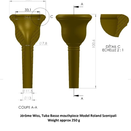 Jerome Wiss Tubaマウスピース