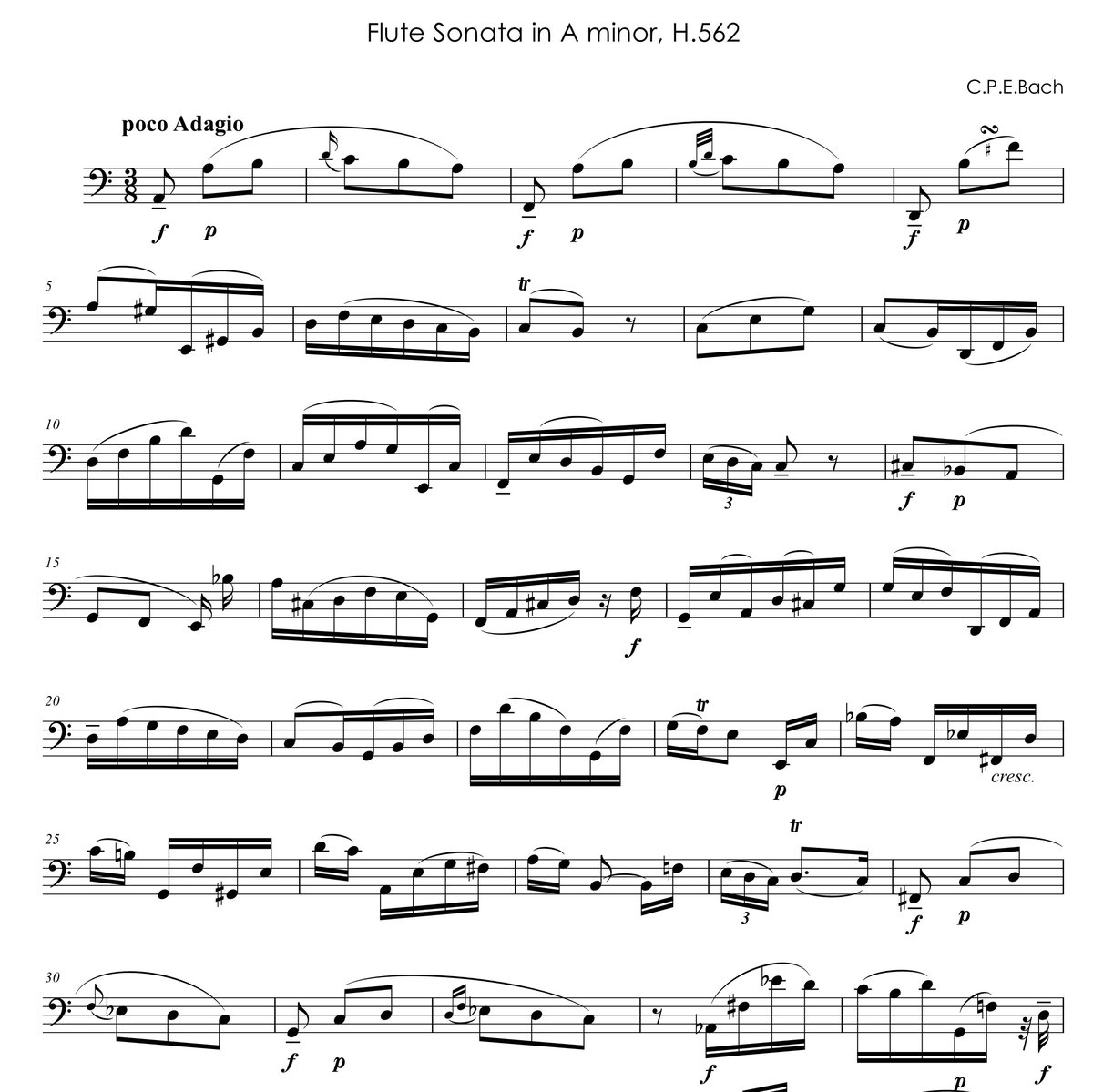 楽譜データ ”Sonata in A minor H.562 (C.P.E.Bach) Ⅰ〜Ⅲ 楽譜データ ”Sonata in A minor H.562 (C.P.E.Bach) Ⅰ〜Ⅲ