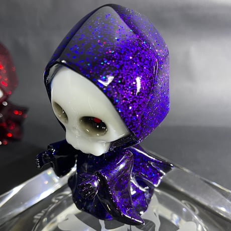 ドクロちゃん　青紫ラメ　梅ZAWAソフビ ドクロちゃん 青紫 | 梅ZAWA ソフビ