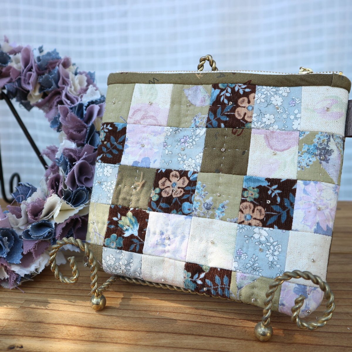特大ハンドメイドパッチワーク Patchwork] You can sew together many square pieces cut from scraps