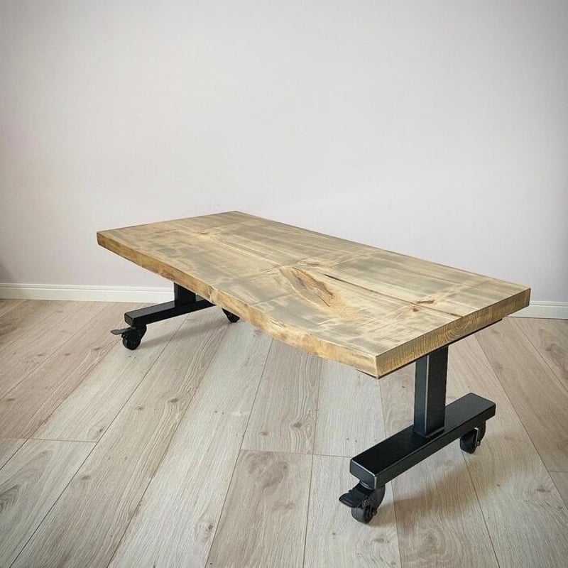 栃　トチ　一枚板テーブル　店舗什器　ローテーブル　アイアン脚　一点物 1点物 】一枚板ローテーブル 栃 (トチ ) | ニコルソン家具店