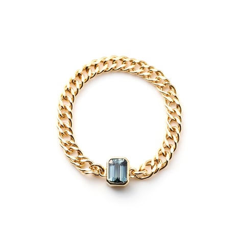 "Ultimate sophistication"Octagon Multi Sapphire Chain Ring K18YG