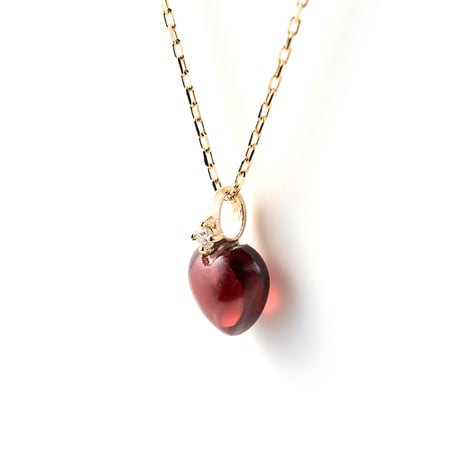 Heart Garnet Necklace K10YG