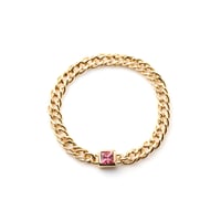 "Ultimate sophistication" Square Ayana Spinel Chain Ring K18YG
