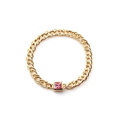 "Ultimate sophistication" Square Ayana Spinel Chain Ring K18YG