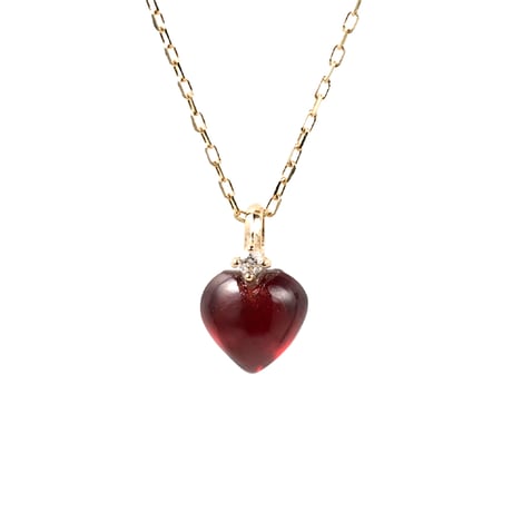Heart Garnet Necklace K10YG