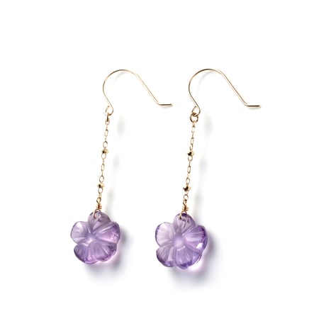 Purple Flower Pierced earrings K10YG