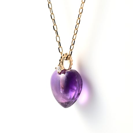 Heart Amethyst Necklace K10YG