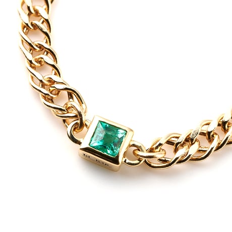 "Ultimate sophistication"Square Emerald Chain Ring K18YG