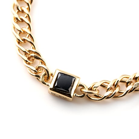 "Ultimate sophistication"Square Black Diamond Chain Ring K18YG