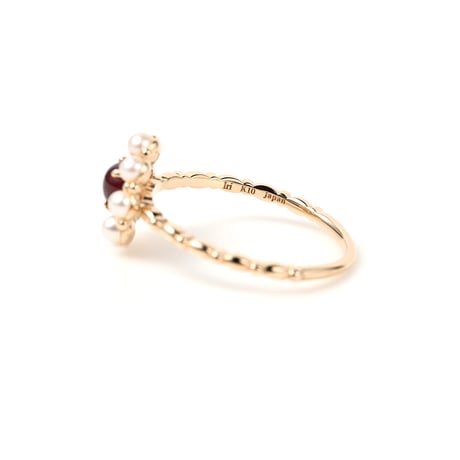 Heart Garnet Ring K10YG