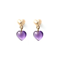Heart Flutter Amethyst Earrings K10YG