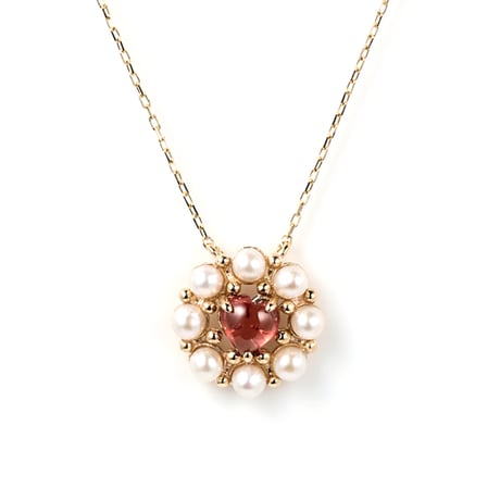 Heart Garnet Necklace K10YG