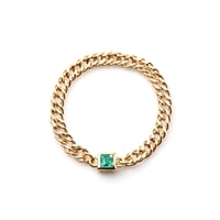 "Ultimate sophistication"Square Emerald Chain Ring K18YG
