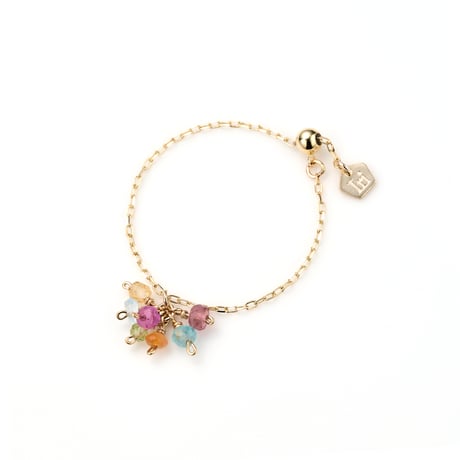 Rainbow Stones Ring K10YG IR-103