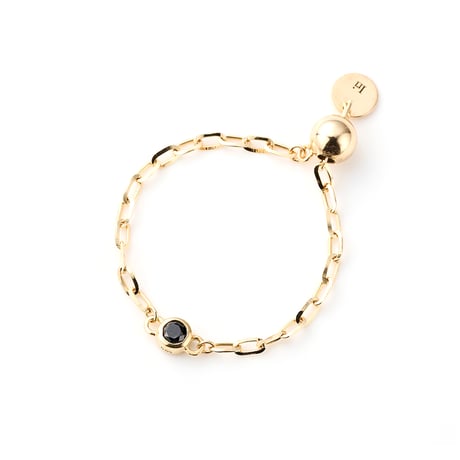 "Ultimate sophistication" Black Diamond Chain Ring K18YG