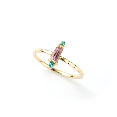 "Pink Sands Beach" Pink Tourmaline & Paraiba Tourmaline Ring K18YG