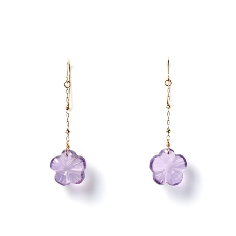Purple Flower Pierced earrings K10YG