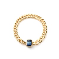 "Ultimate sophistication"Octagon Bicolor Sapphire Chain Ring K18YG