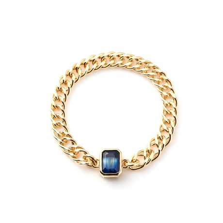 "Ultimate sophistication"Octagon Bicolor Sapphire Chain Ring K18YG