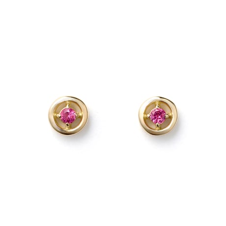 "Pink Sands Beach" Red Spinel Pierced earrings K18YG