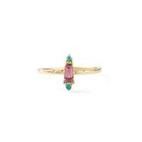 "Pink Sands Beach" Pink Tourmaline & Paraiba Tourmaline Ring K18YG