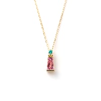 "Pink Sands Beach" Pink Tourmaline & Paraiba Tourmaline Necklace K18YG