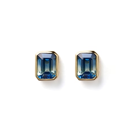 "Ultimate sophistication" Octagon Bicolor Sapphire Pierced earrings K18YG