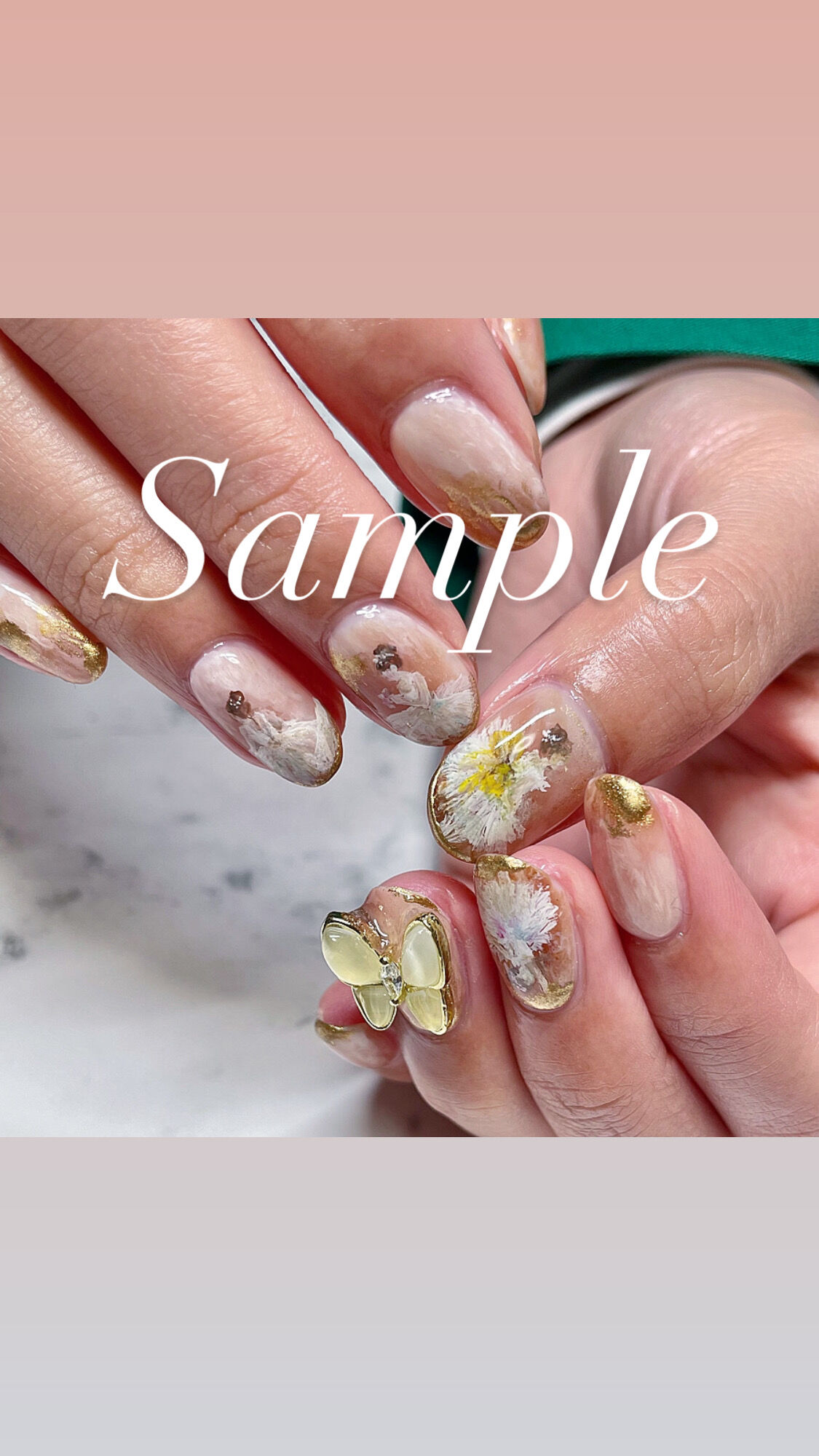 絵画ネイルチップ＋蝶々パーツ付き | N.N. Naori Nails