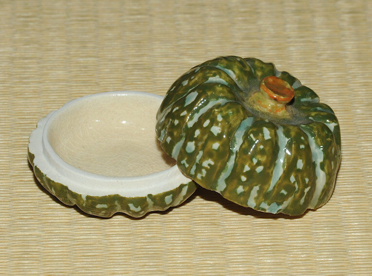 香合　楽焼　阿古陀　かぼちゃ　松楽 香合楽焼阿古陀かぼちゃ松楽