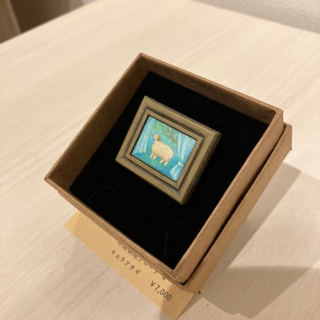 キムラアサギ「木彫額絵ブローチ4」