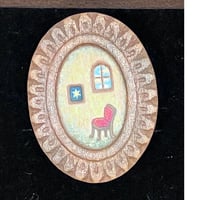 キムラアサギ「木彫額絵ブローチ2」