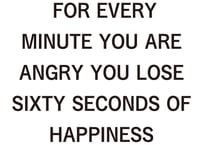 FOR EVERY MINUTE YOU ARE ANGRY YOU LOSE SIXTY SECONDS OF HAPPINESS