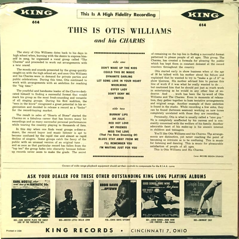 OTIS WILLIAMS and HIS CHARMS - This Is Otis Wil