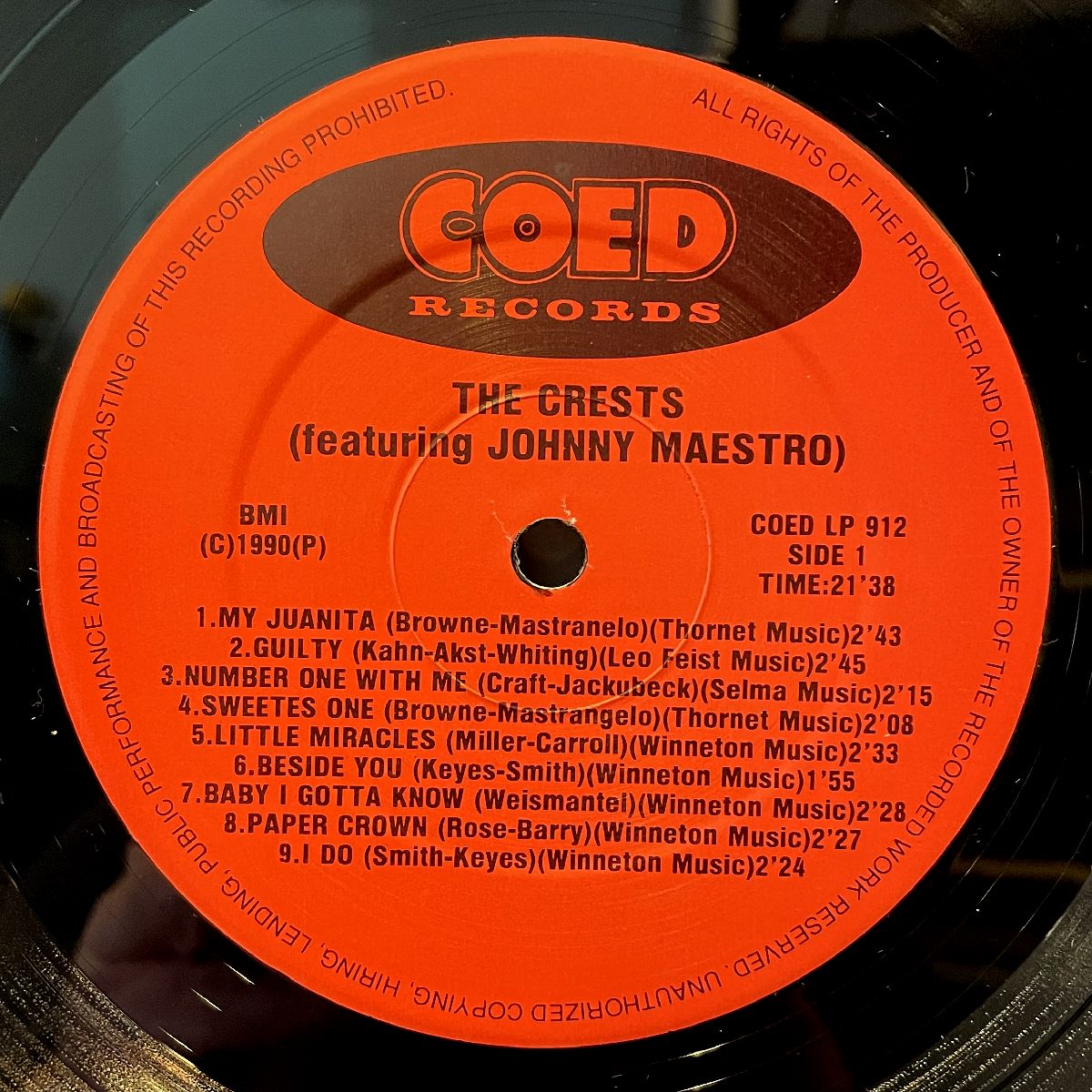THE CRESTS (featuring JOHNN MAESTRO) - Rare Ite