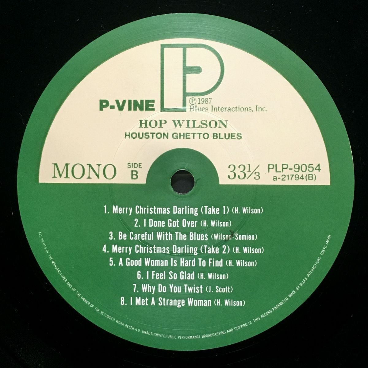 HOP WILSON - Houston Ghetto Blues (P-VINE PLP-9