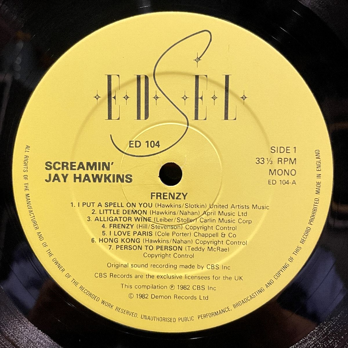 SCREAMIN' JAY HAWKINS - Frenzy (EDSEL ED 104) |