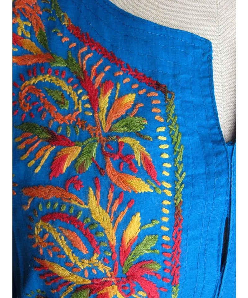 インド刺繍クルタcek1/S～SM/ブルー・カラフル刺繍 | インドクルタ