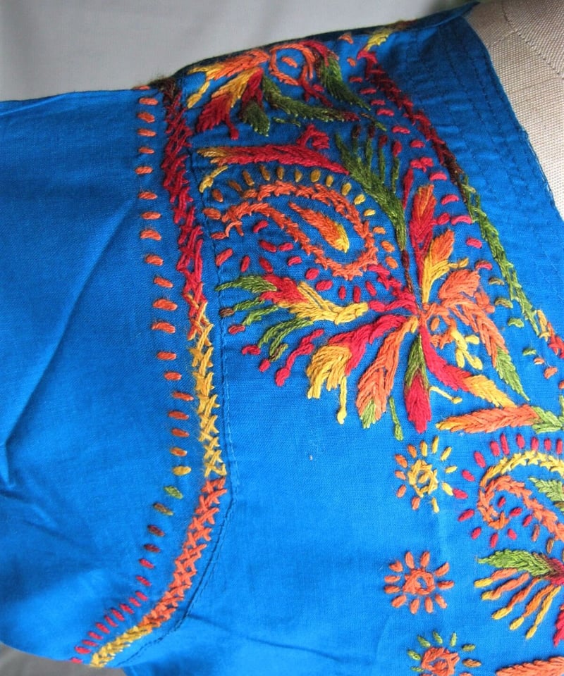 インド刺繍クルタcek1/S～SM/ブルー・カラフル刺繍 | インドクルタ
