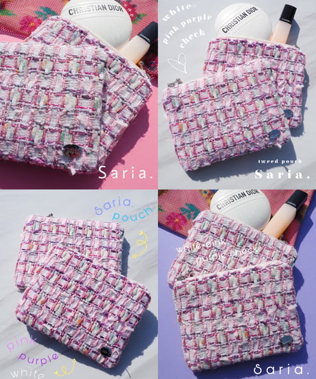 white×pink purple check（pouch）